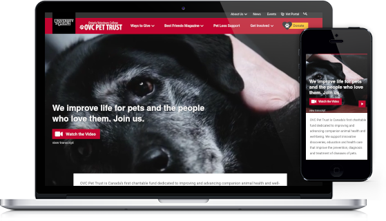 OVC Pet Trust website on a variety of devices